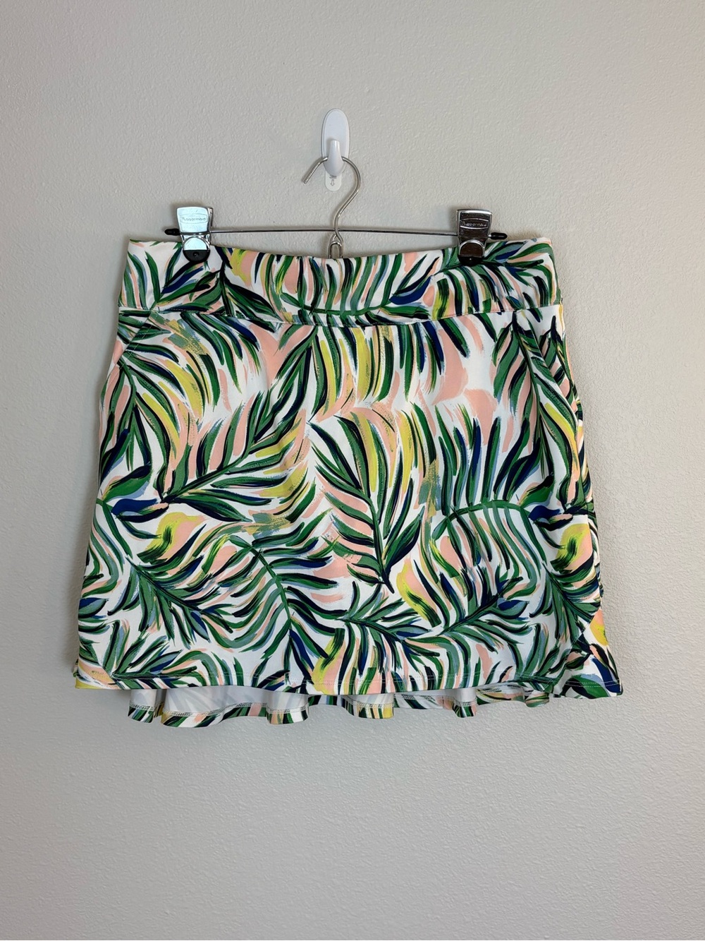 Coral Bay Palm Leaf Mini Skirt - Green/Peach/Navy